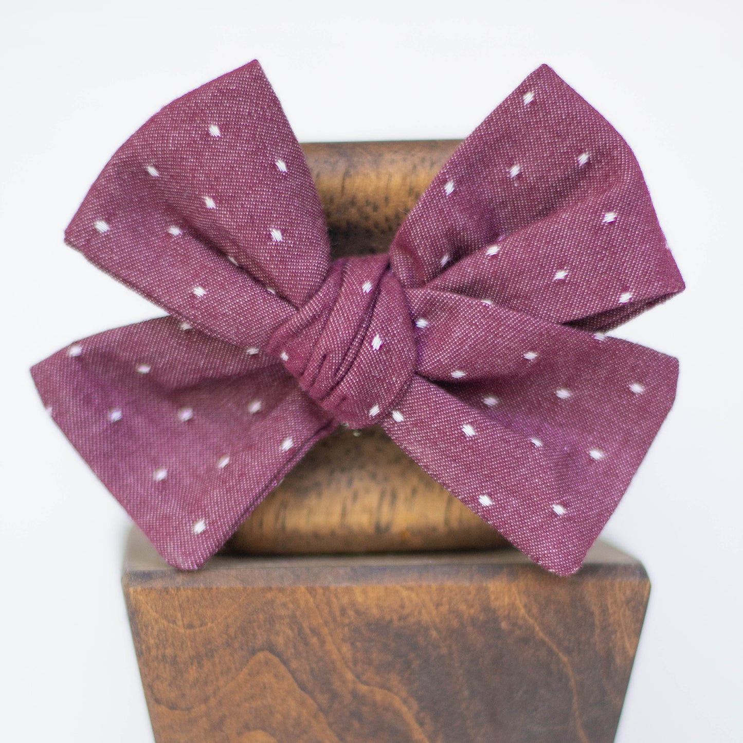 Maroon Chambray Dot Pinwheel Hair Bow