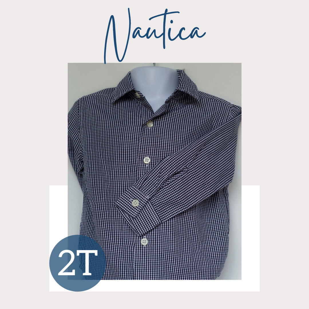 Button Front Shirt-Black and White Checkered