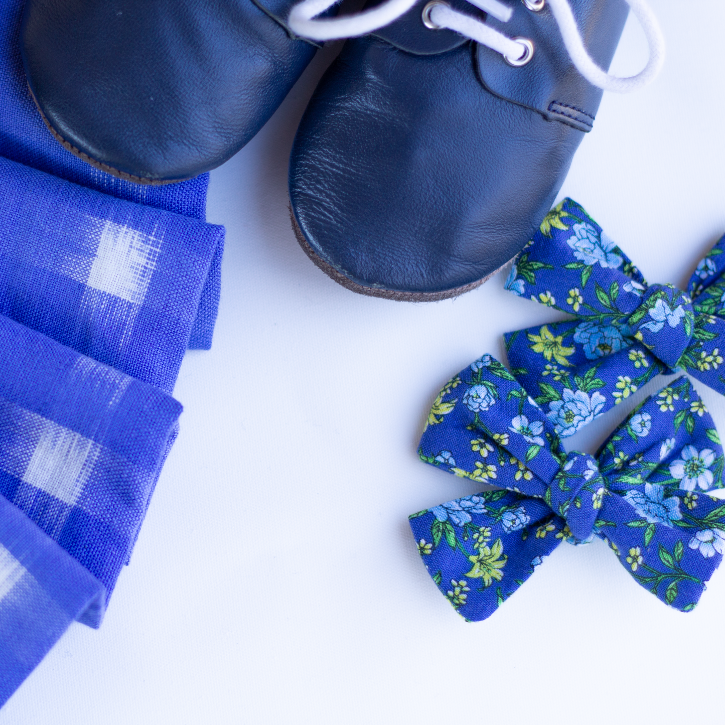 pigtail bow with shoes and shoe flatlay