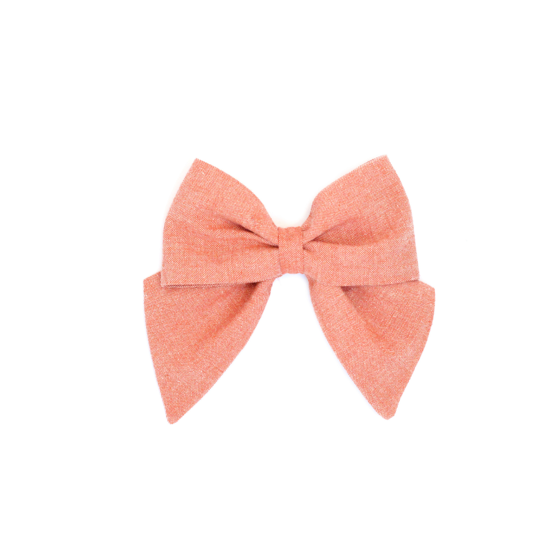 Peachy Chambray Hair Bow