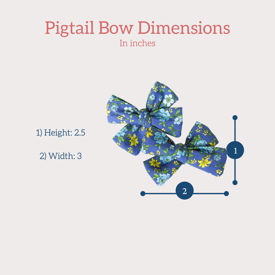pigtail hair bow size dimensions