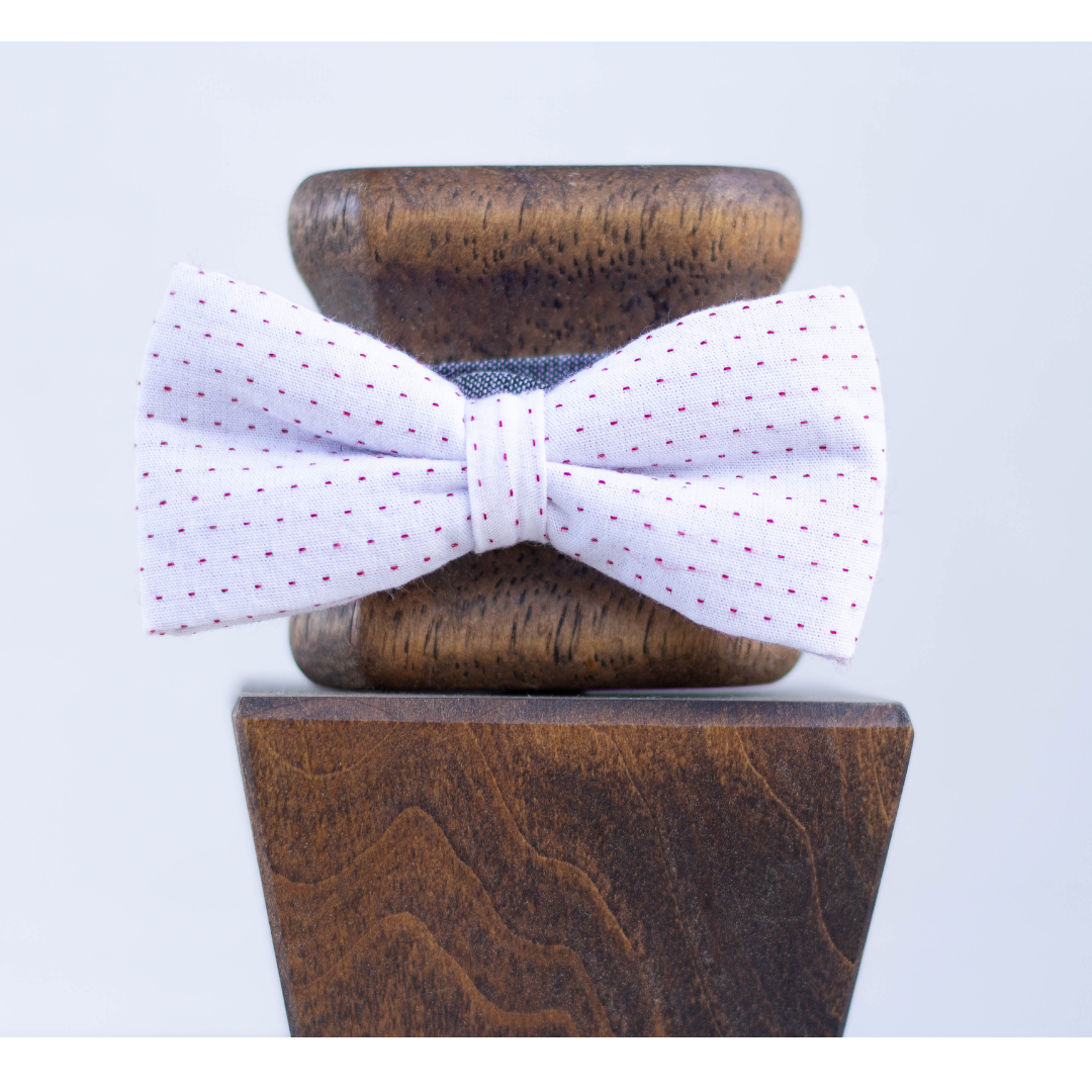 White with Red Stitching Bowtie