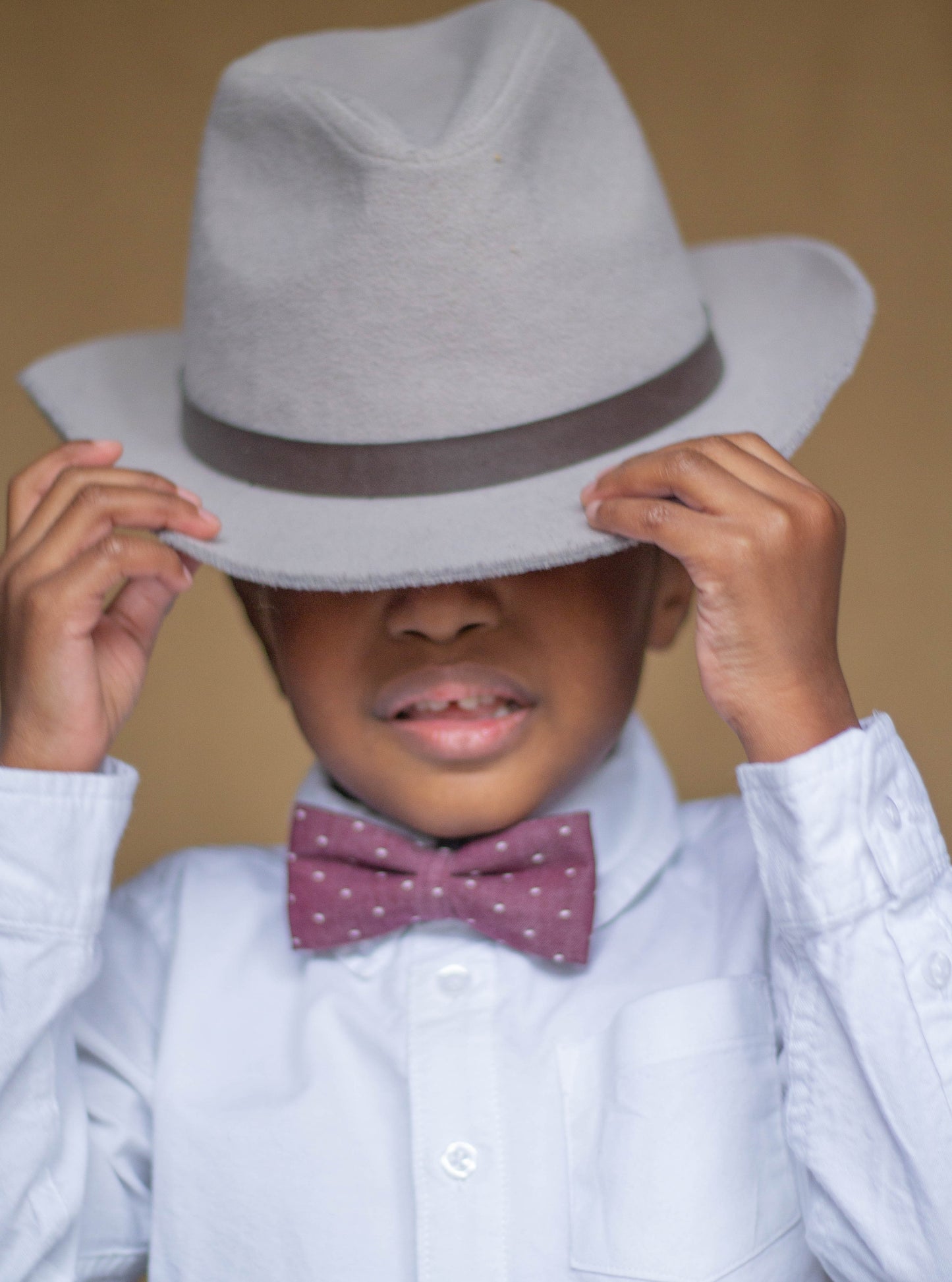 Maroon Chambray Dot Bow Tie